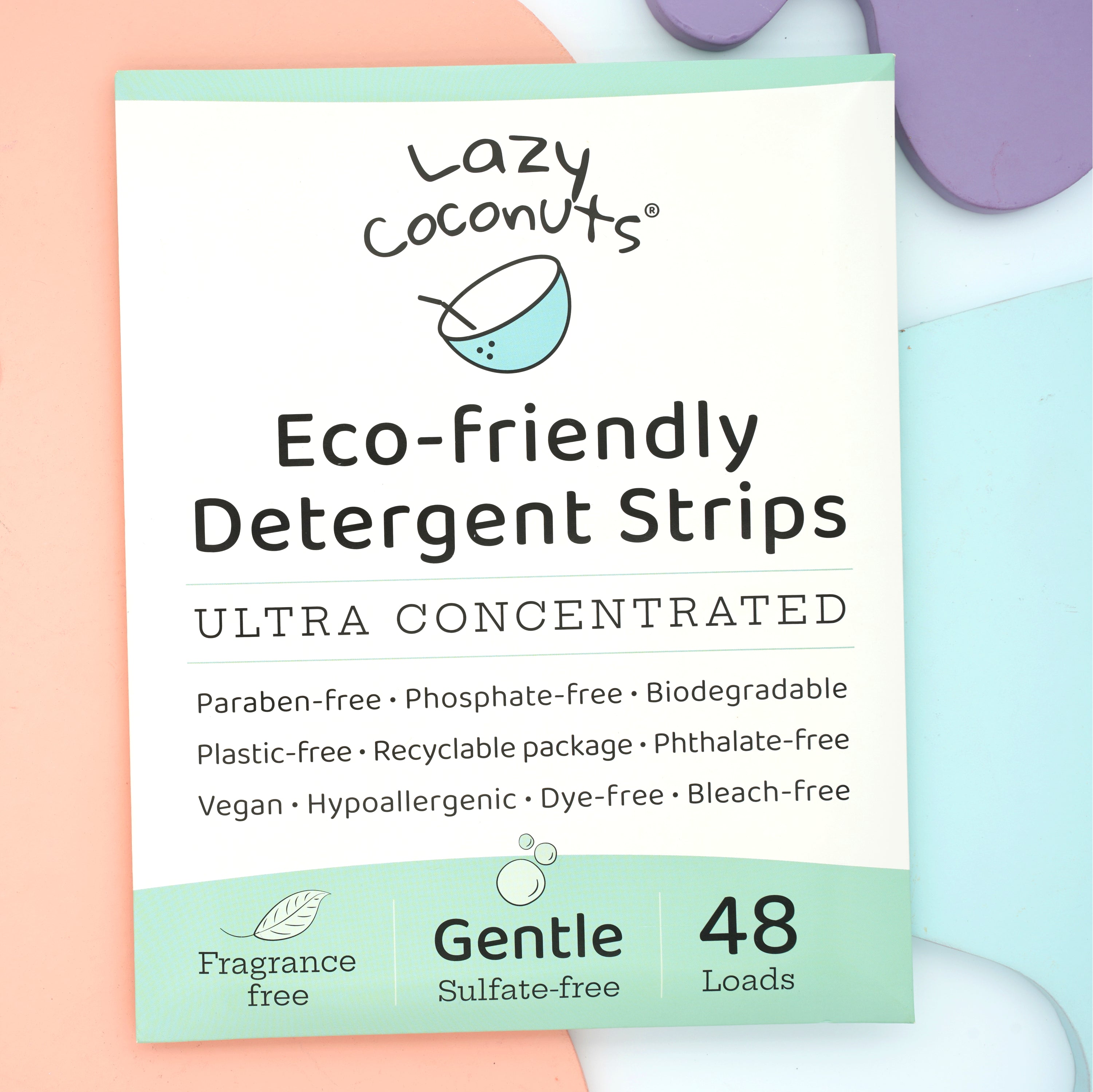 Lazy Coconuts Laundry Detergent Strips - Sulfate Free - Zero Plastic,  Fragrance Free