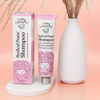 Lazy Coconuts paste shampoo, square hero banner layout, square composition