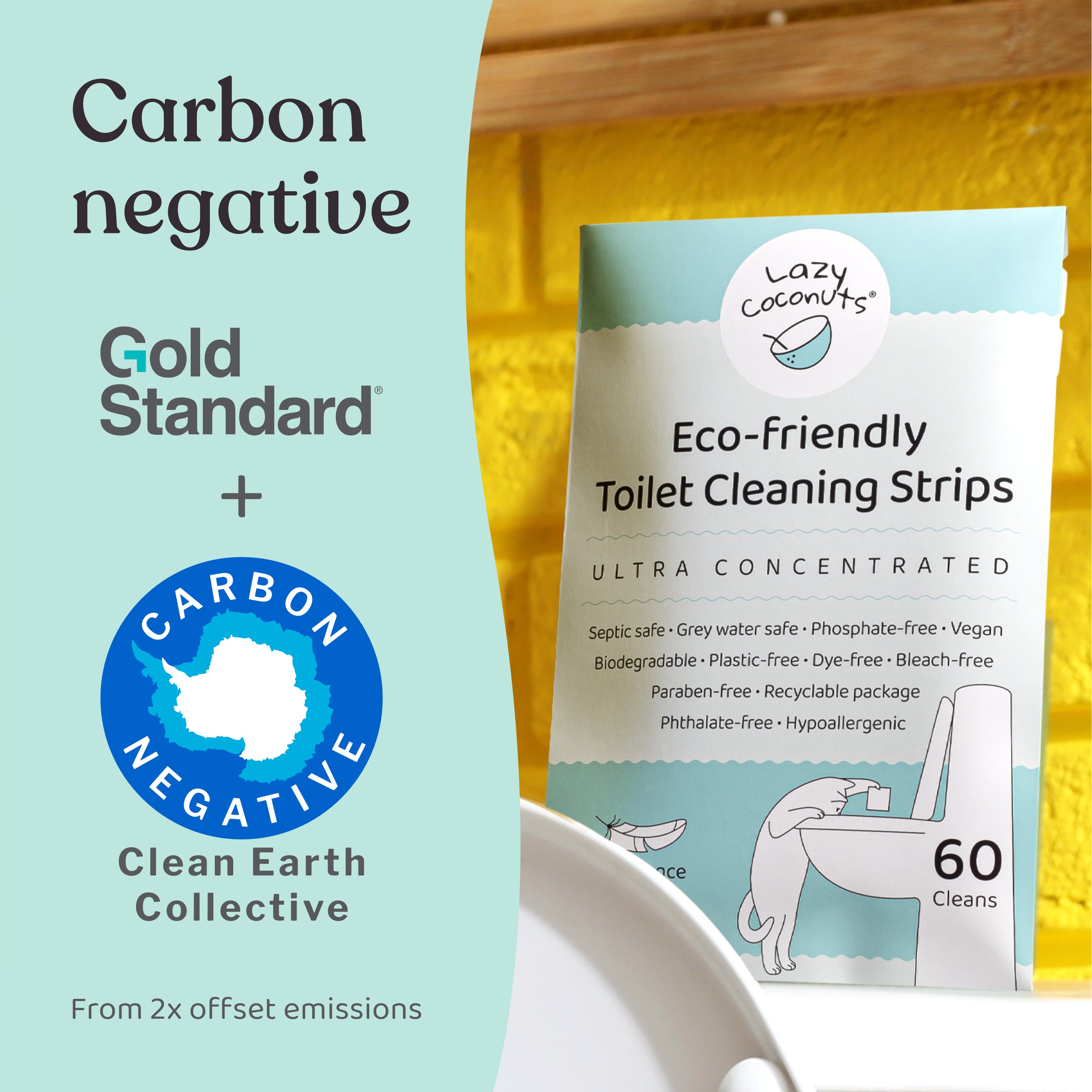 Lazy Coconuts Toilet Cleaning Strips With Lemon Essential Oil Free of Artificial Dyes and